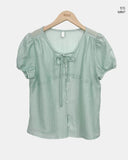 Heres Back Ribbon Puff Blouse