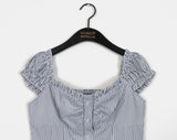 Rumble Stripe Button Sleeveless Blouse