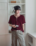 Baya Zipper Henley Neck Short Sleeve T-Shirt