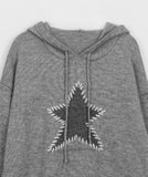 Morui stitch star knit hoodie