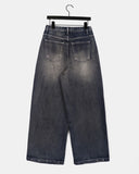 Karik two-way snap button washed wide denim pants