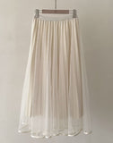 Pierre Double Tulle Lace Pleated Banding Skirt