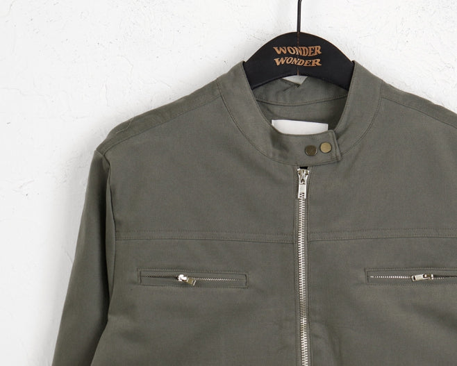 【WONDER WONDER】Boldy Incised Zipper Crop Biker Zip Up WONDER WONDER】Boldy Incised Zipper Crop Biker Zip Up