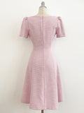 Moenne Heart Neck Puff Tweed Flare One Piece