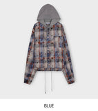 Vince damage checked hoodie jacket