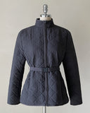 Robel High Neck Quilting Half Lightweight Padding Zip-Up Jacket (Belt Set)