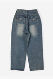 Drawstring wide denim pants