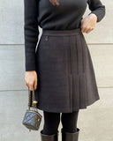 Chalet Brushed Unbalanced Pleats Mini Skirt