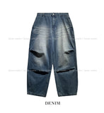 Loop Cat Washed Balloon Fit Denim Pants