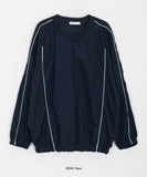 Dimindo line nylon V-neck sweatshirt
