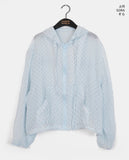 Onyu see-through frill dot windbreaker zip-up