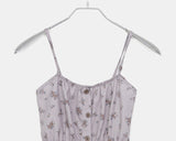 Cushing Flower Pattern Frill Sleeveless Blouse