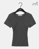 Monb Side Shirring V-Neck Short Sleeve T-Shirt