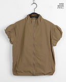 Caco Nylon Puff Crop Short Sleeve Windbreaker Zip-up