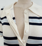 Oldin Stripe Collar Short Sleeve Knit
