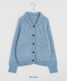 Picho round collar cable wool knit cardigan