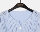 Podot Heart Punching Half-Sleeved Knit Cardigan