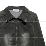 Beto Washing Cut Crop Denim Set Jacket