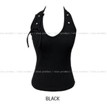 Tishy Eyelet Strap Halter Sleeveless