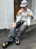 DARK KNEE RIP DENIM
