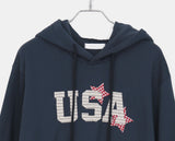 Sufi USA Star Patch Long-Sleeve Hooded T-Shirt