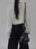 Winter V-neck Fur Crop Cardigan