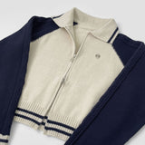 Cable Color Matching Design Two-Way Pendant Knit Zip-Up Cardigan