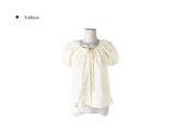 Beson Lace Button Ribbon Frill Blouse