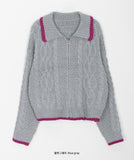 Yugo Color Matching Collar Knit Cardigan