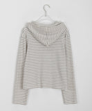 Lofem stripe ribbed hood cardigan