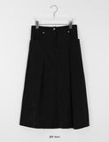 Necoco banding corduroy pintuck long skirt