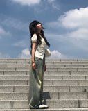 [A/M] Bild Cut Washing Denim Wide Pants