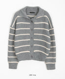 Melven stripe hachi collar cardigan
