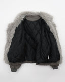 Deen high-neck quilted fur suede mustang jumper