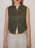 SHIRRING CROP HOOD VEST