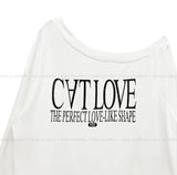 Kitten Lettering One-Shoulder String Sweatshirt