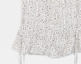 Badu Flower Strap Puff Short Sleeve Blouse