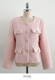 Schuet Round No-Collar Pearl Tweed Jacket