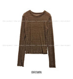 Titi wrinkle see-through layered long sleeves