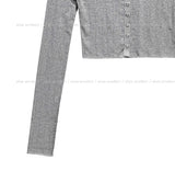 Leaf punching snap button crop cardigan