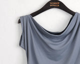 Charba Shirring Unbalanced One Shoulder Sleeveless T-shirt