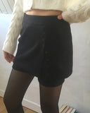 [Brushed Lining] Peel Button Slit Layered Skirt Shorts