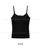 Heming Ribbed Lace Button Sleeveless Top