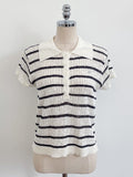 Seden Stripe Half-Button Collar Cool Knit