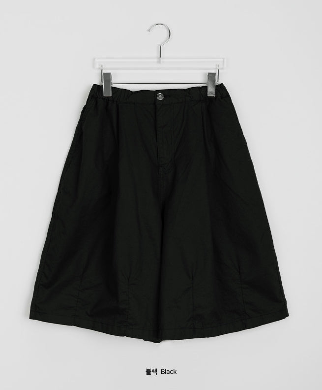 【BAON】[unisex] Oyuko Banding Pintuck Bermuda Cotton Pants BAON (バオン) - [男女兼用]オユコバンディングピンタック