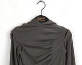 Shaz shirring open shoulder hooded T-shirt
