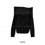 Kishi Ribbed Slit Off-Shoulder Knit