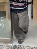 Frankie Curved Cotton Cargo Banding Balloon Wide Pants