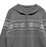 Snowy Nordic Two-Way Knit Zip-Up