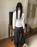 [MADE] Hupi Pin Tuck Button V-Neck Collar Long Sleeve Shirt